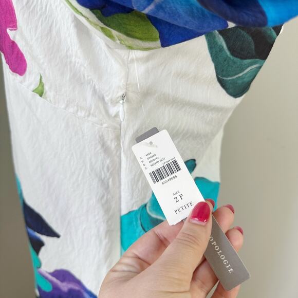 Anthropologie Maeve White Printed Puff Sleeve Open Back Euro Summer Dress 2P - Picture 5 of 7